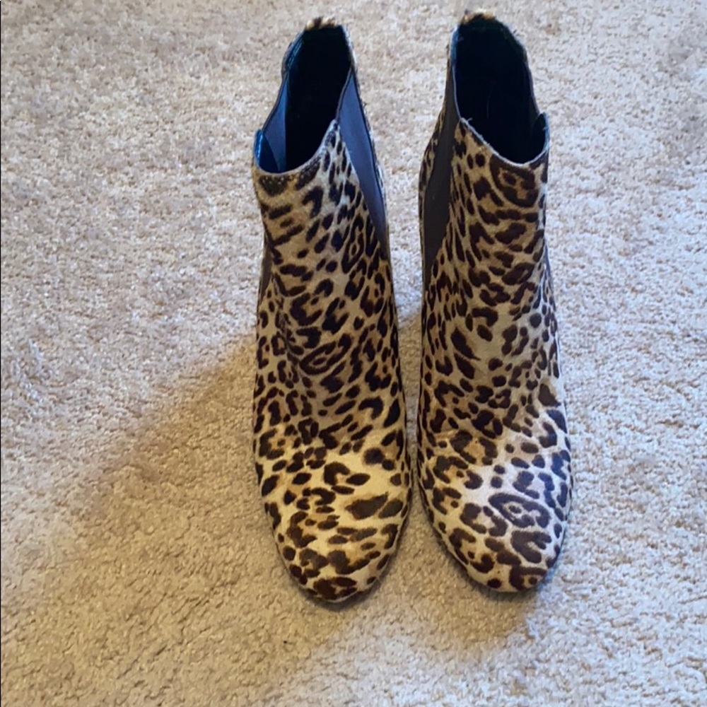 Real cow hair leopard booties
